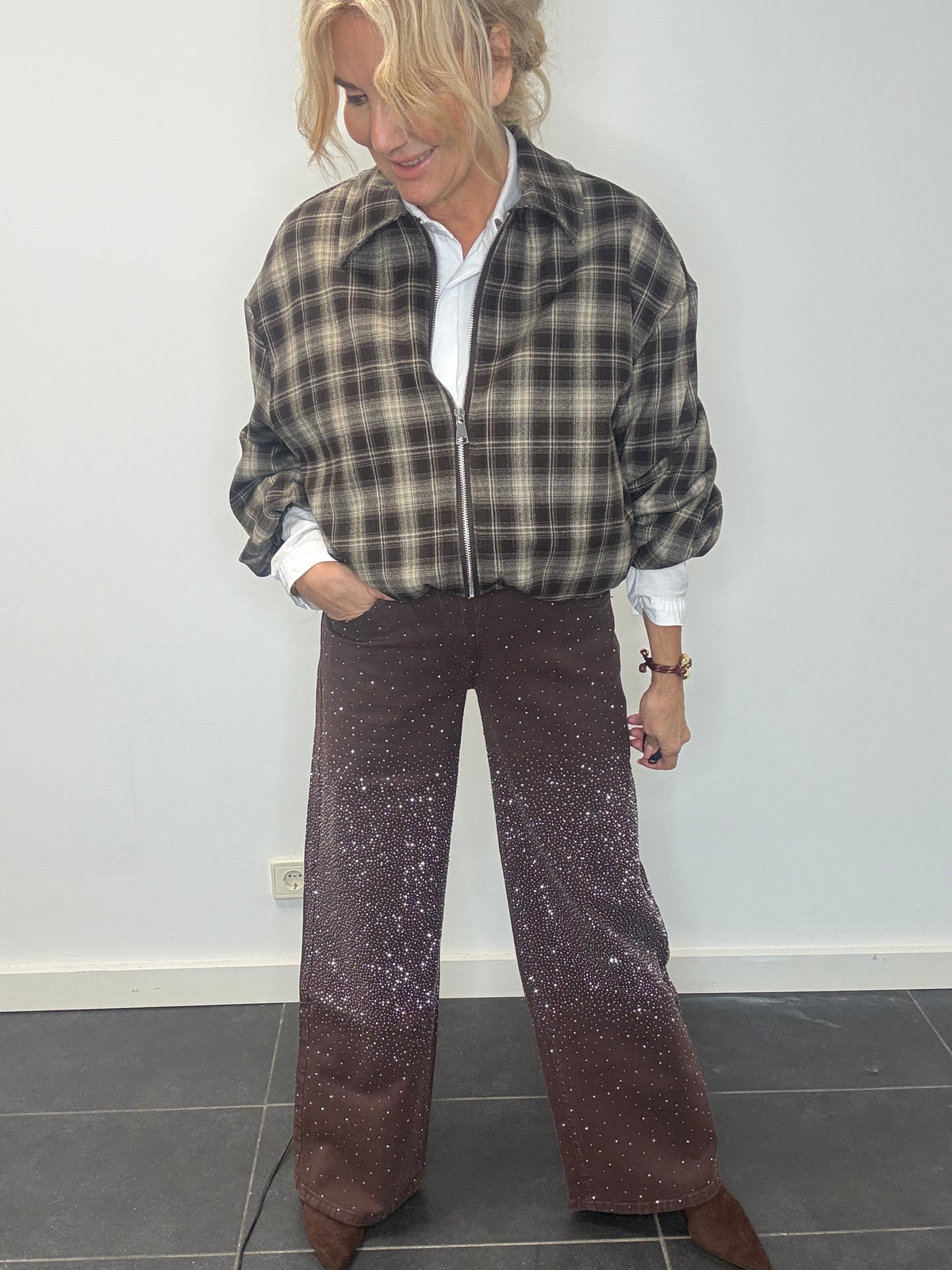 Broek Allover Shine braune Jeans