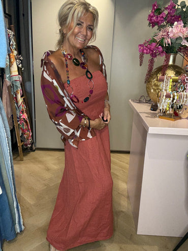 🤎 Blouse Marra Art – Abstract Bruin