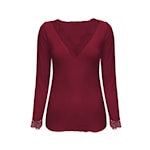 Triple Nine Top TR9003 Cashmere with lace V-Neck Burgundy