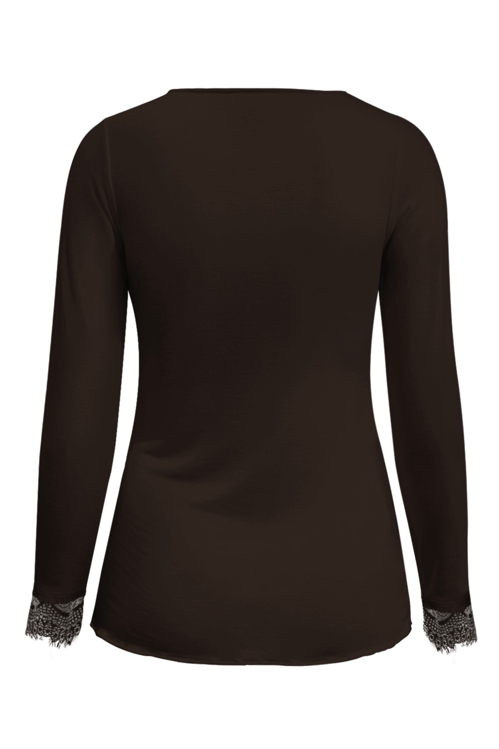 Triple Nine TR9003 Top Cashmere met Kanten V-hals Donker Bruin - achterkant