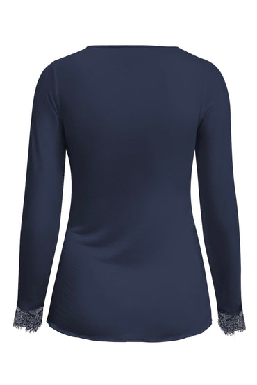 Triple Nine TR9003 Top Cashmere met Kanten V-hals Navy - achterkant