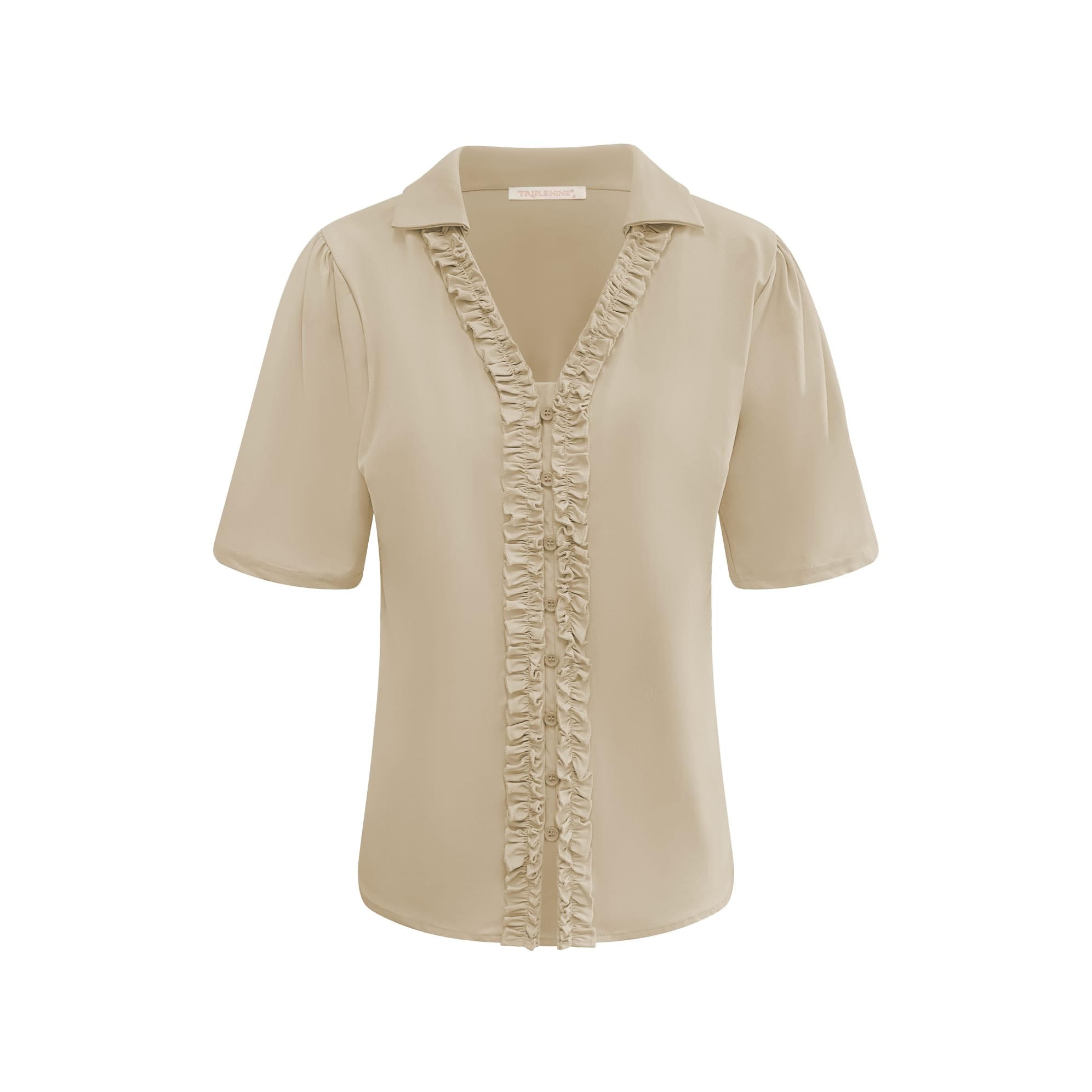Triple Nine Blouse rouches in voorzijde BLS5931 Beige