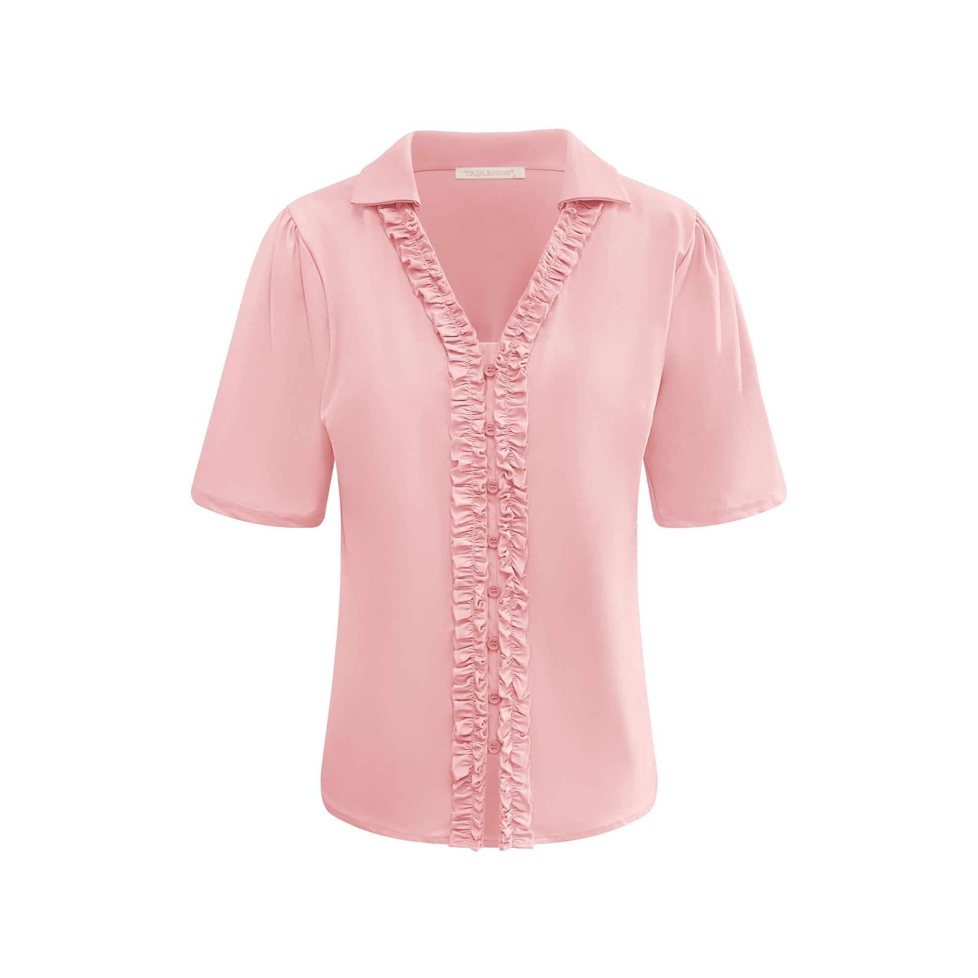 Triple Nine Blouse rouches in voorzijde BLS5931 Powder pink