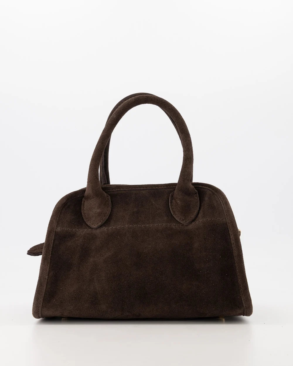 Baby Merlot - Suede - Schoudertas - Donkerbruin - 67 - Goudkleurig