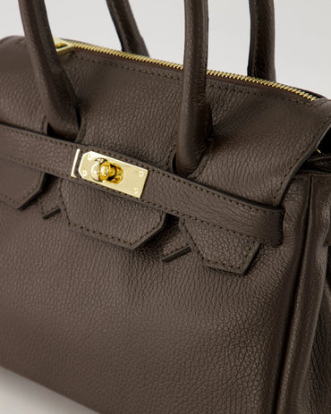 Birdie Small - cross body Handtas - Donker Bruin - T1106 - Goudkleurig