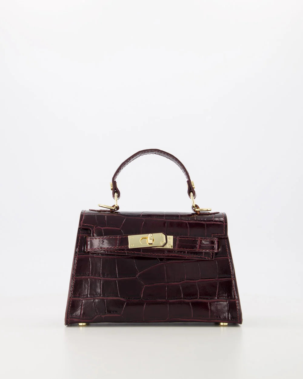 Grace - Croco - Handtas - Burgundy - B54 - Goudkleurig