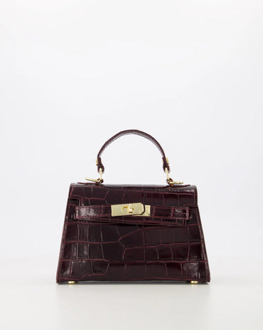 Grace - Croco - Handtas - Burgundy - B54 - Goudkleurig