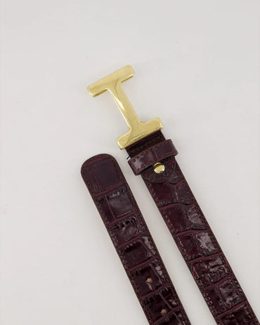 Hera Big - Croco - Riem - Burgundy - B54 - Goudkleurig