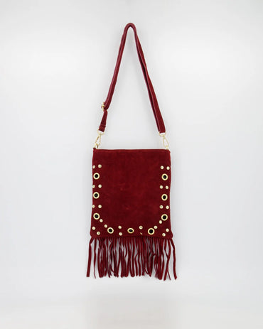 Indigo - Suede - Crossbody tassen - Burgundy - D58B - Goudkleurig