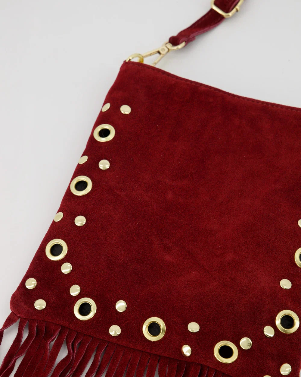Indigo - Suede - Crossbody tassen - Burgundy - D58B - Goudkleurig