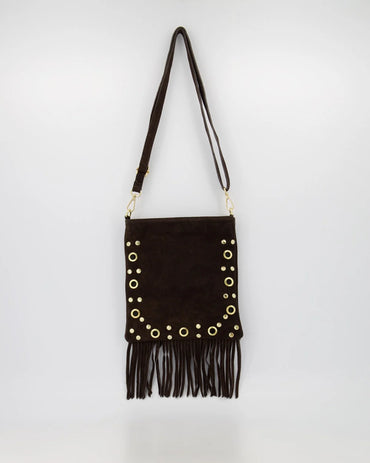 Indigo - Suede - Crossbody tassen - Donkerbruin - 67 - Goudkleurig