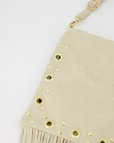 Indigo - Suede - Crossbody tassen - Ecru D02 - Goudkleurig