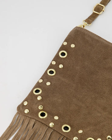 Indigo - Suede - Crossbody tassen - Taupe - 24 - Goudkleurig