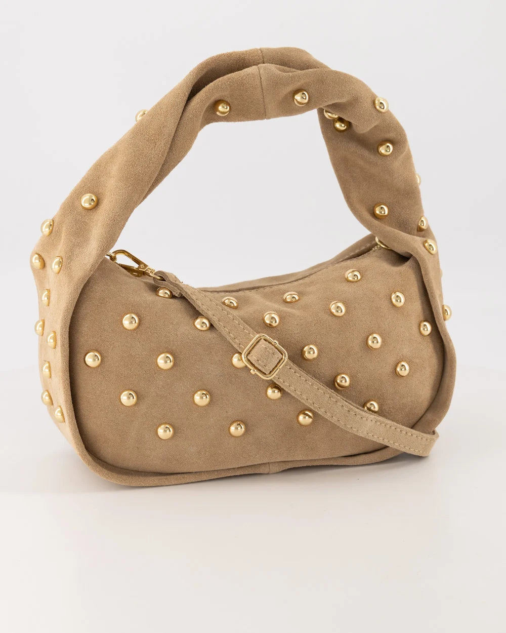 Lottie - Suede - Handtassen - Zand - 4 - Goudkleurig