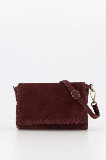 Romee - Suede - Crossbody tas - Burgundy - D58B - Bronskleurig