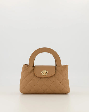 Rosa - Handtas -cross Body Camel - D85- Goudkleurig