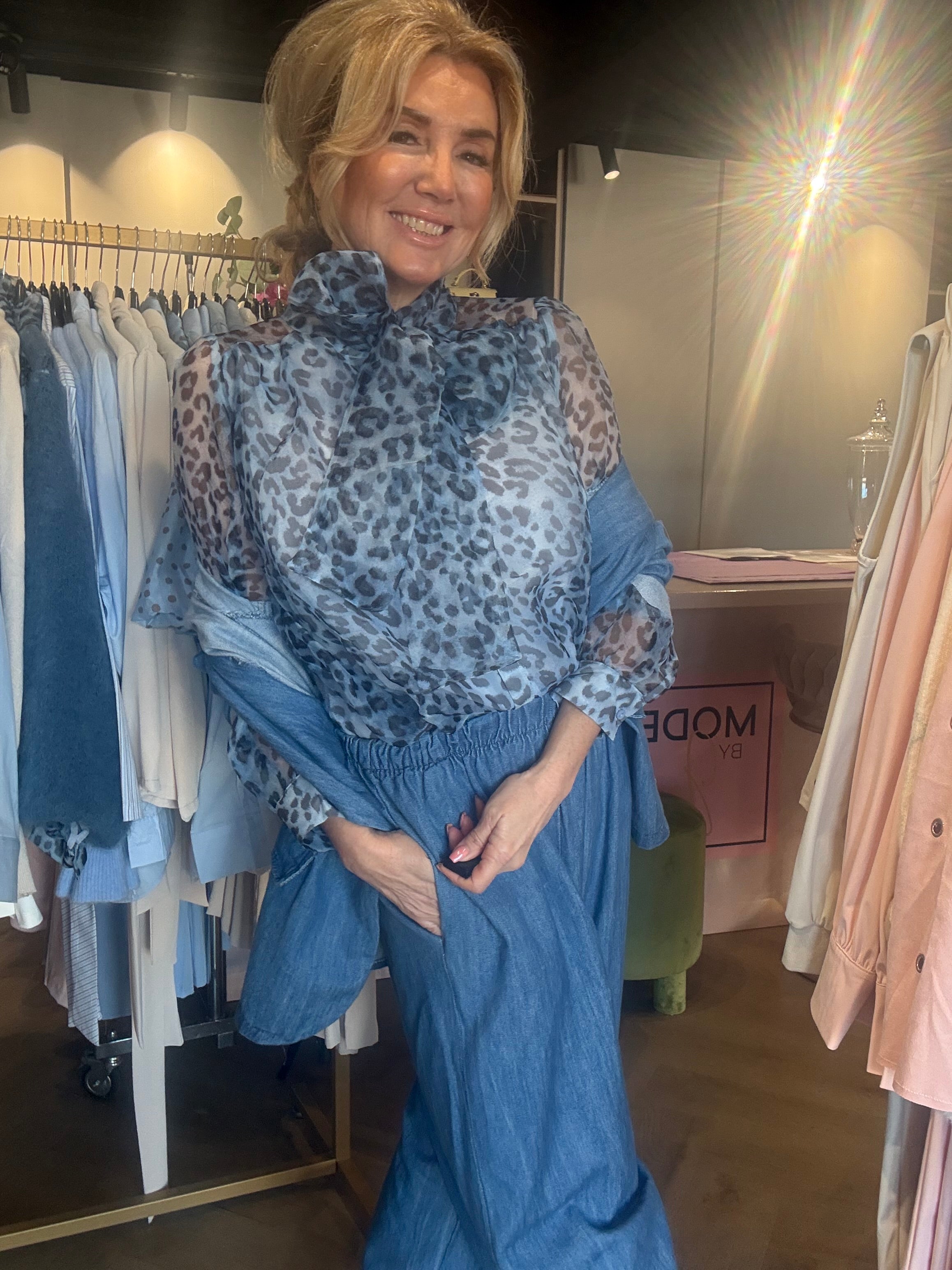 Panther Bluse Voile Blå