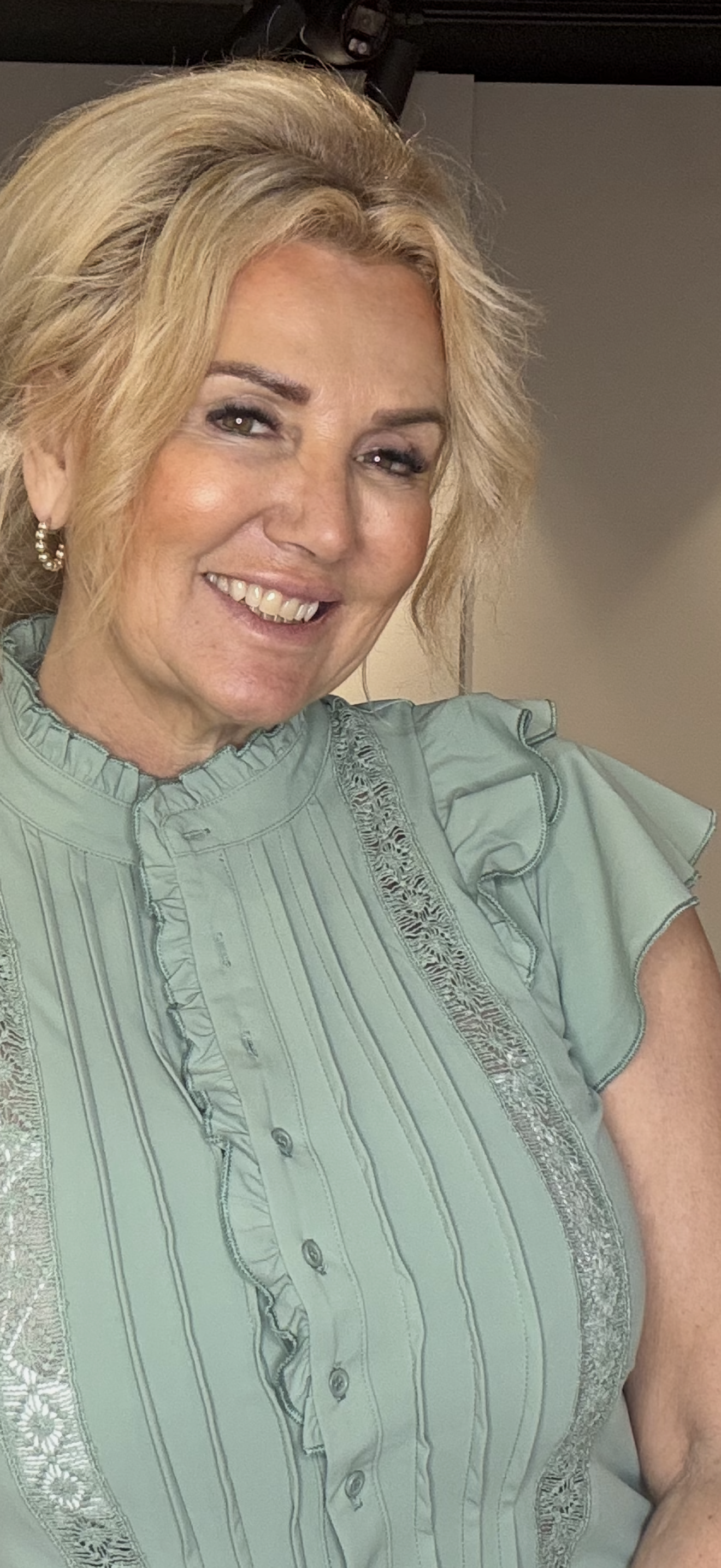 Blouse Triple Nine Rouches Sage Groen
