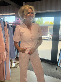 Blouse Short Sleeves BLS5933 Powder Pink — Triple Nine