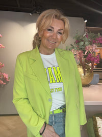 T-Shirt Le Marais Neon Geel opdruk, Wit