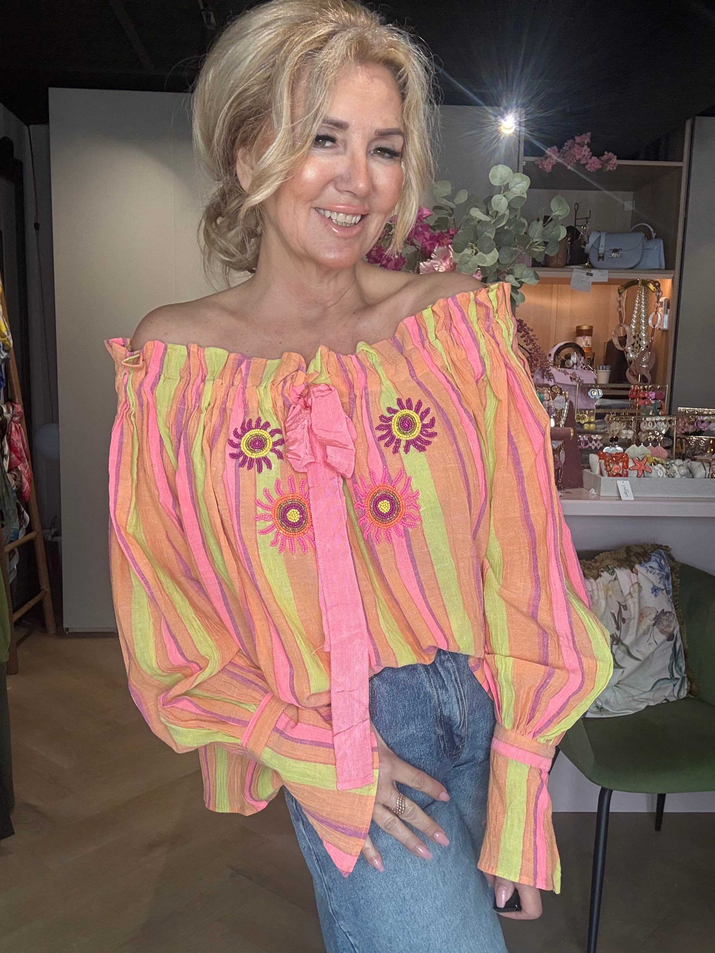 Blouse Off shoulder Orange