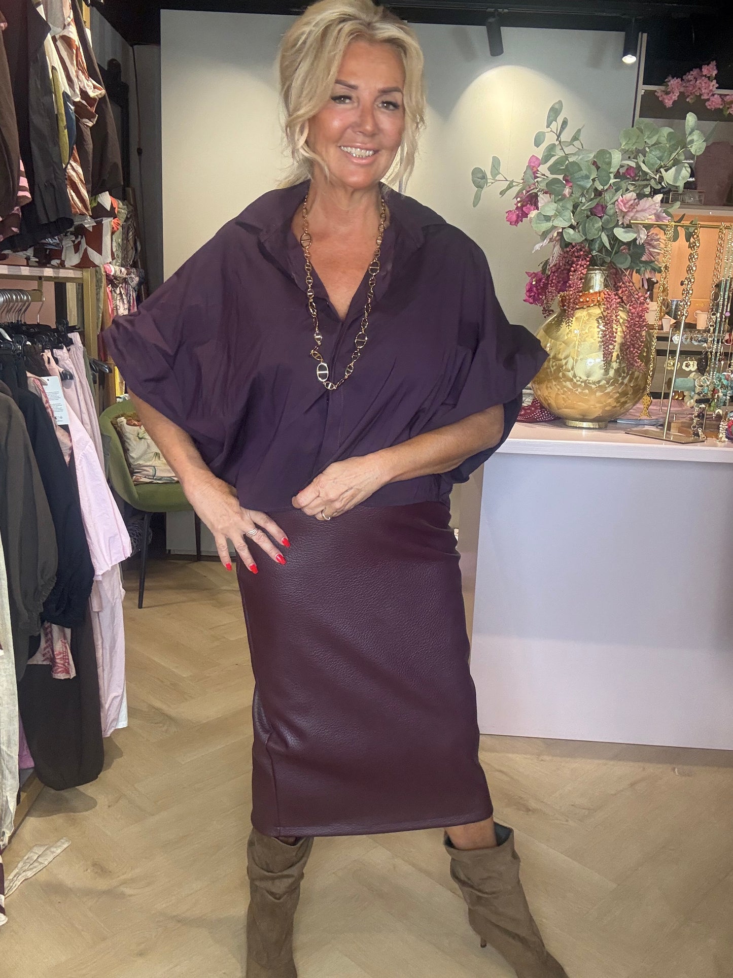 Auberginefarbene Bluse Emma
