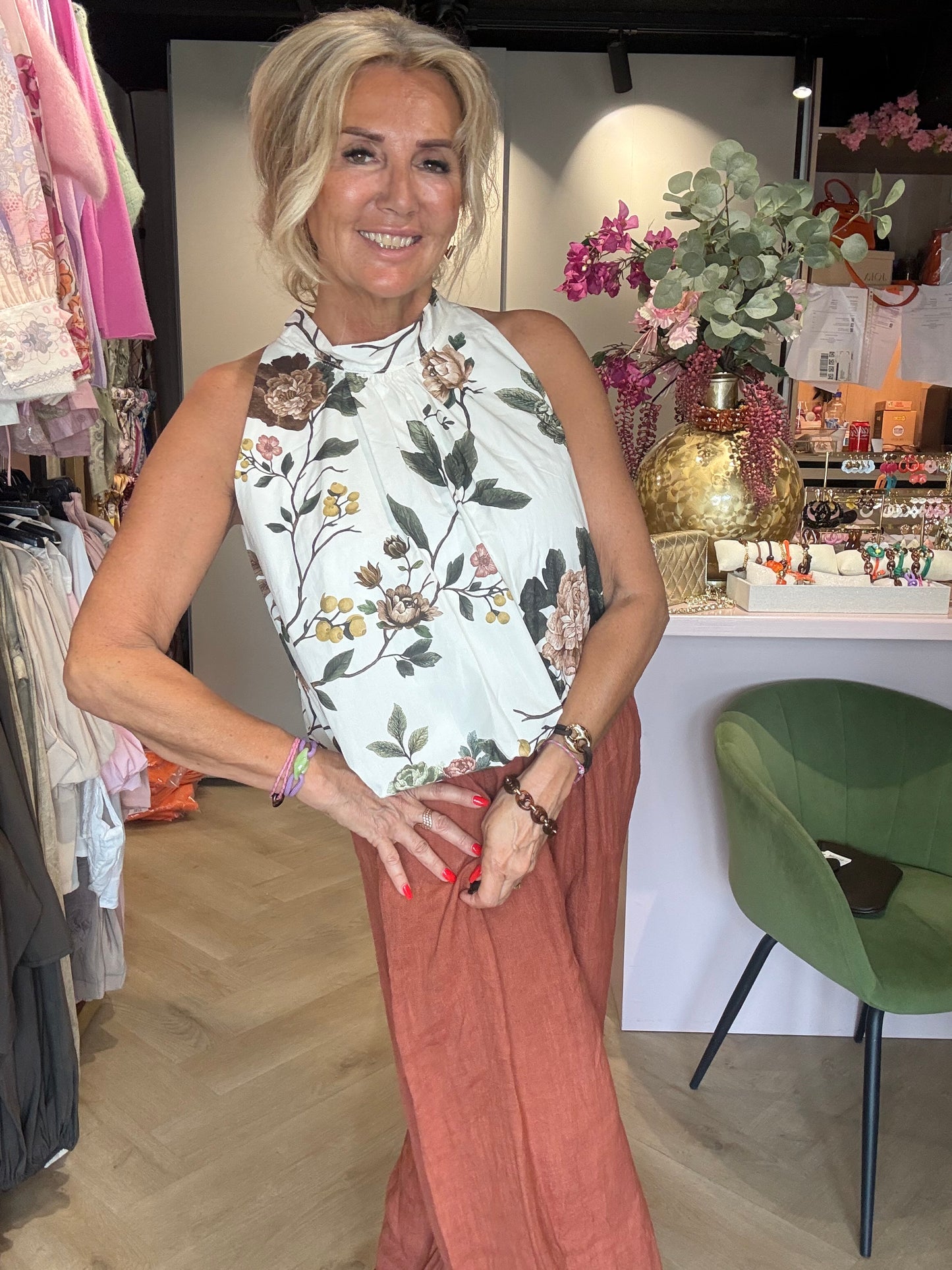 Halter top Flower roest