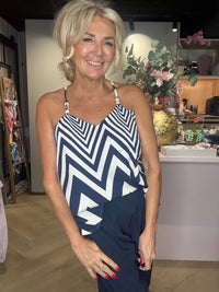 Navy blue zigzag top