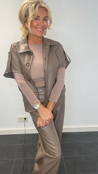 Veste Puh taupe avec épaulette