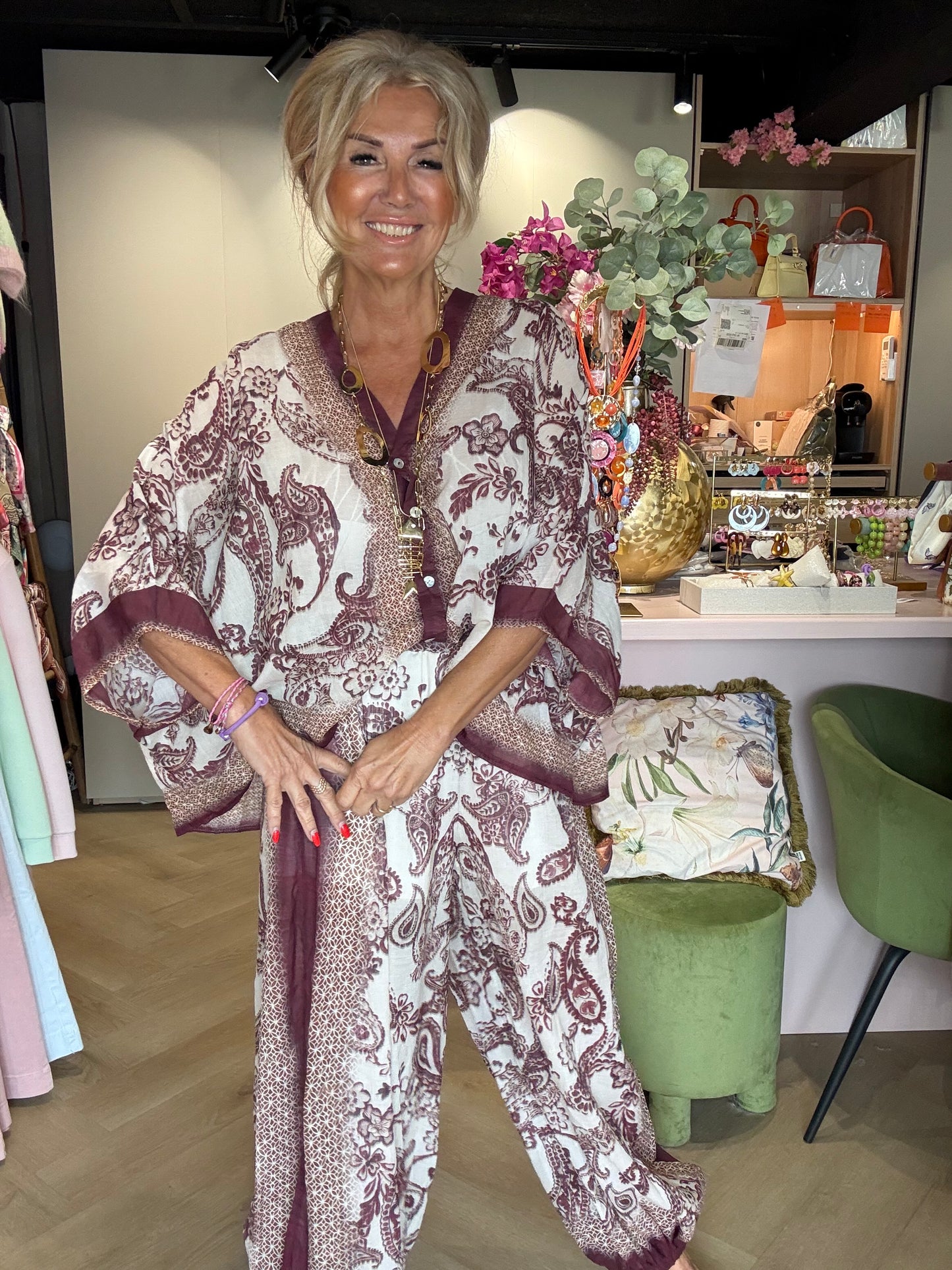 Broek Harem Aubergine Paisley