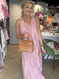 Kjole i linnedlook gammel rose