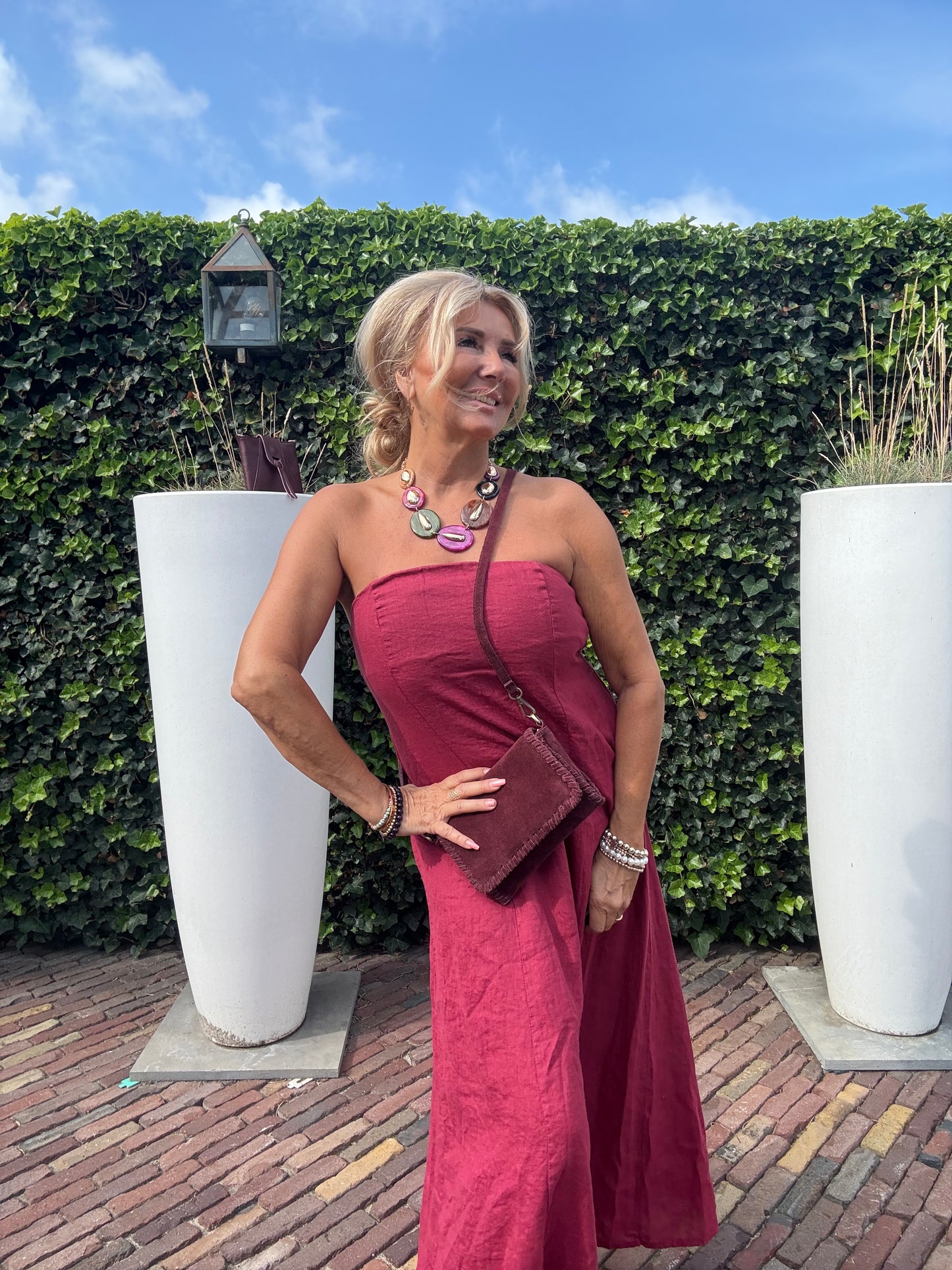 Dress Strapless Bordeaux 🌺