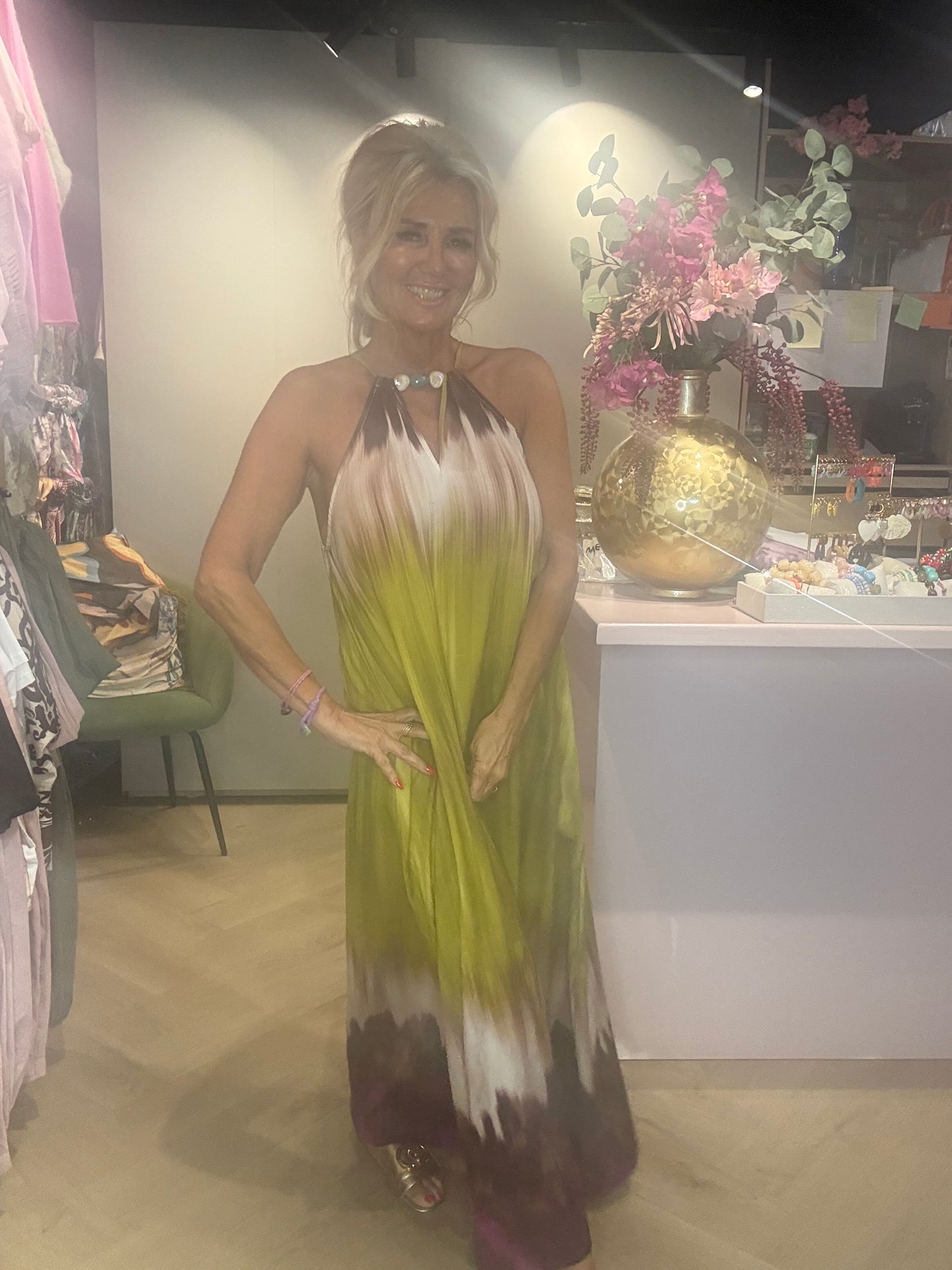 Kleid tay- Färben braun pistazie