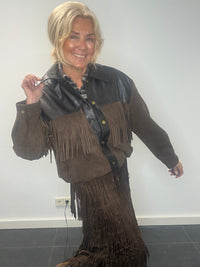 Veste / blouson marron en suédine avec franges Puh