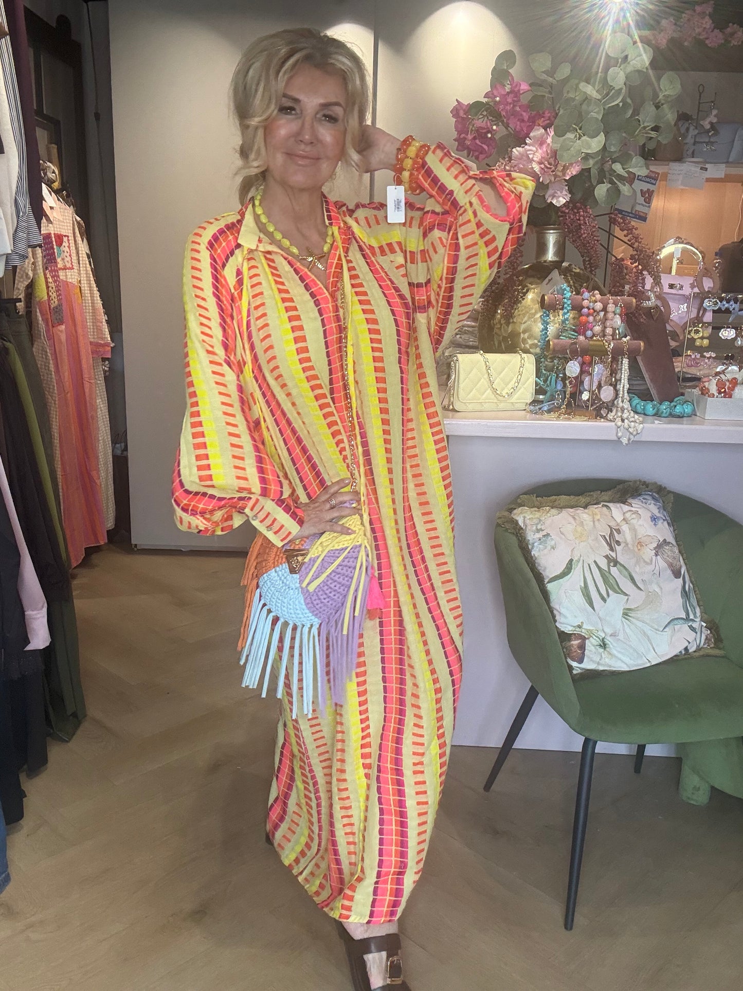 Jurk BOHO Stripe Yellow Orange