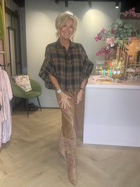 Blouse Emma ruit flanel Camel zwart