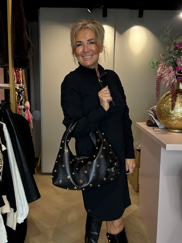 Triple Nine Jurk JK51815 Long Sleeves Smoked Shoulder - Zwart