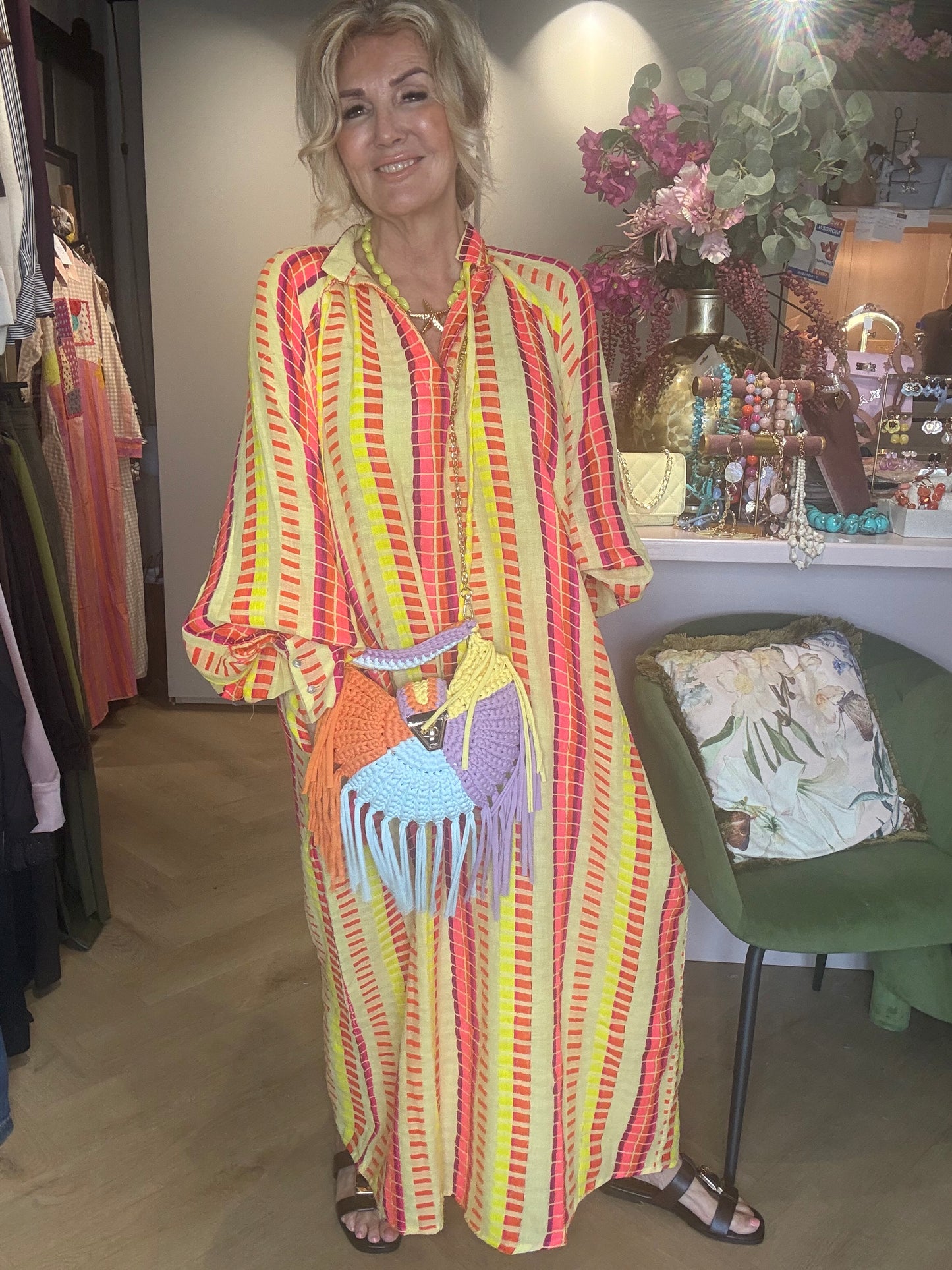 Jurk BOHO Stripe Yellow Orange