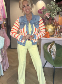 Jakke Jeans Stribet Orange Gul 🧡💛