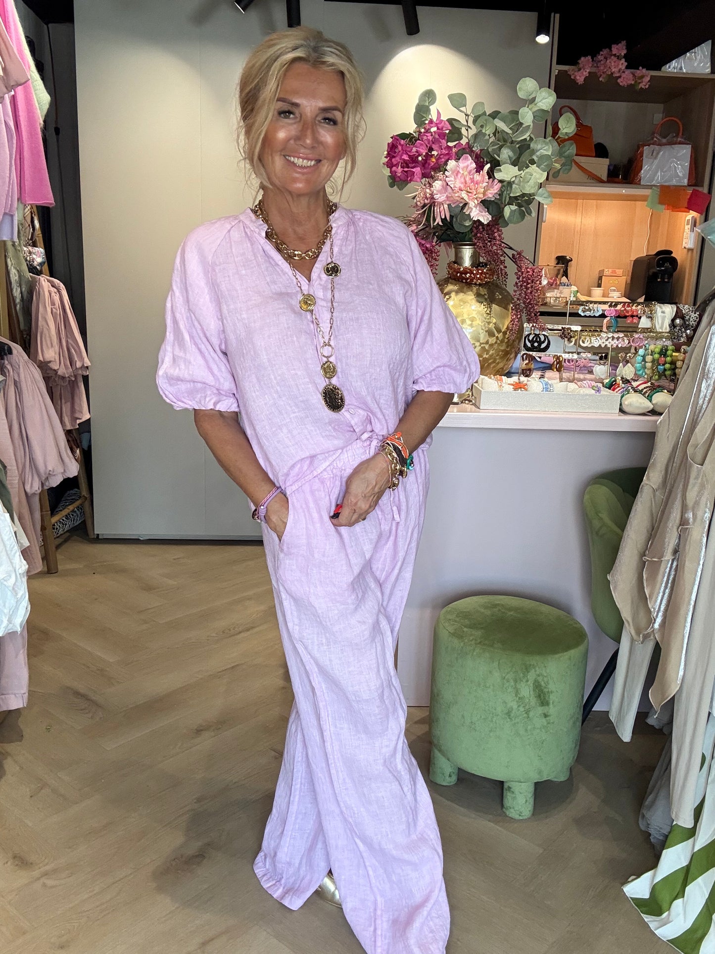 Linnedbukser Lilac med lige ben