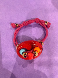 Brazalete Ibiza Style con cuentas rojas gruesas