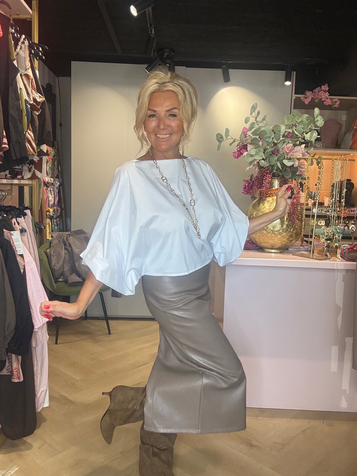 Rok-Koker-Modell Taupe Puh in Lederoptik