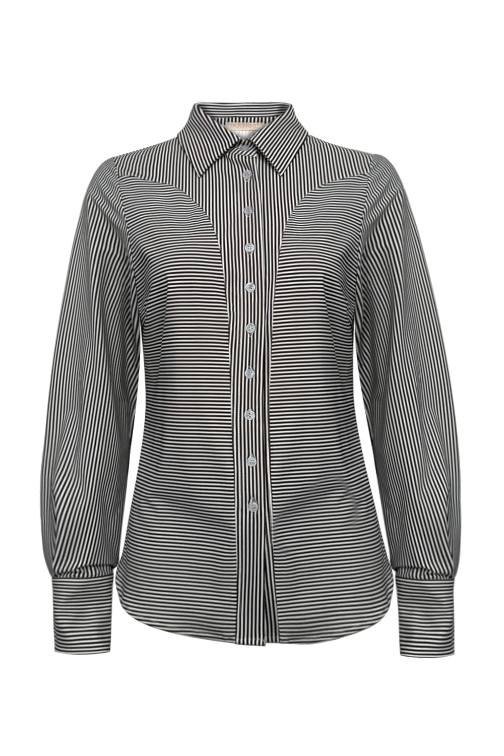 Triple Nine Blouse BLS5922 – Gestreept Donker Bruin-Wit