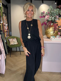 Blouse Plooi Mouwloos Zwart