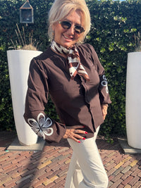 Triple Nine Blouse BLS5923  Broderie/Cord Donker Bruin