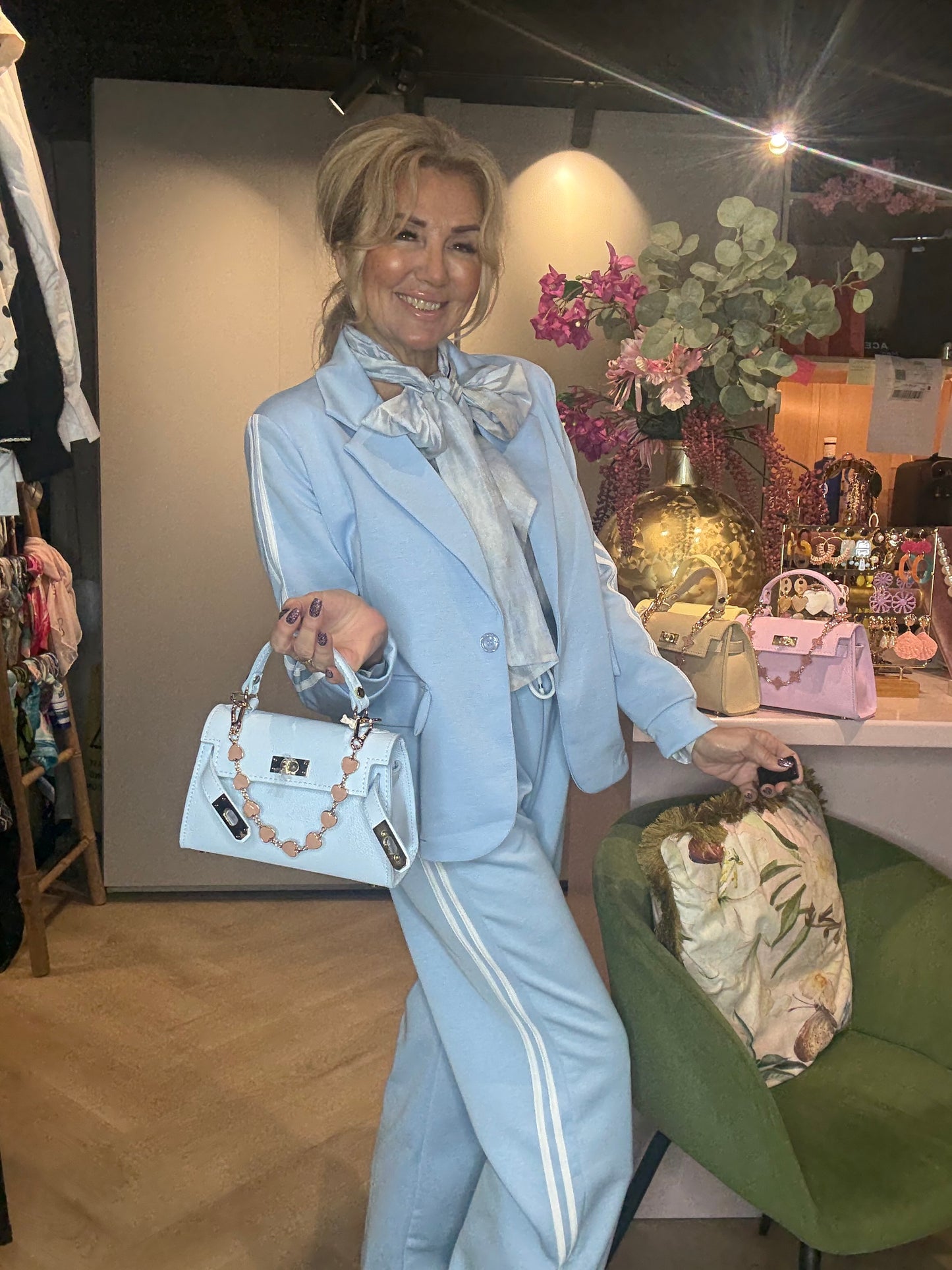 Grace - Handtas - Celeste Blue - T4215 - Goudkleurig