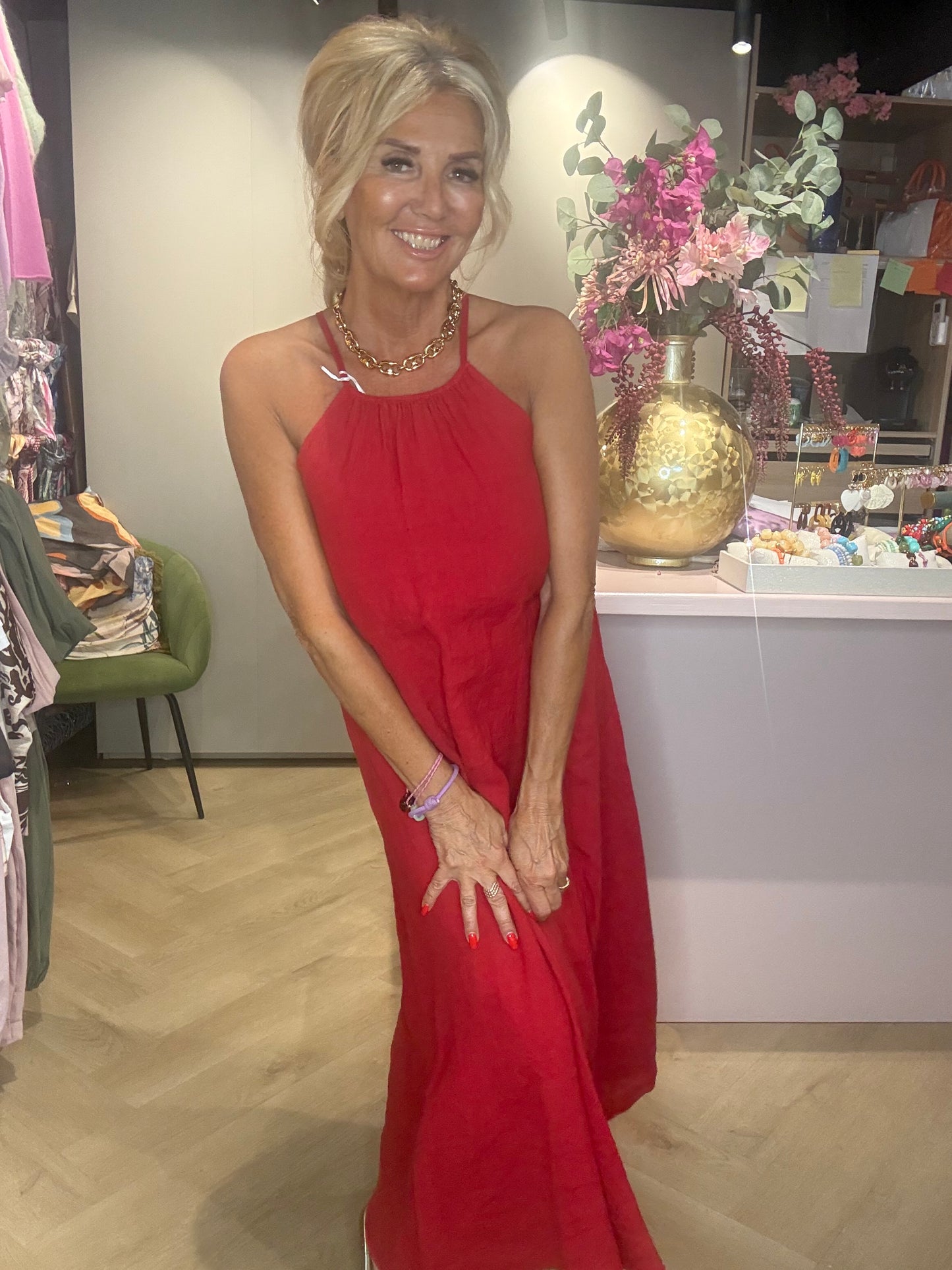 Jurk Linnen Rood St Barths