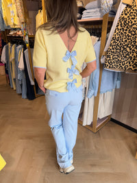 Trui Zacht Geel 3x Strick Blauw geruit