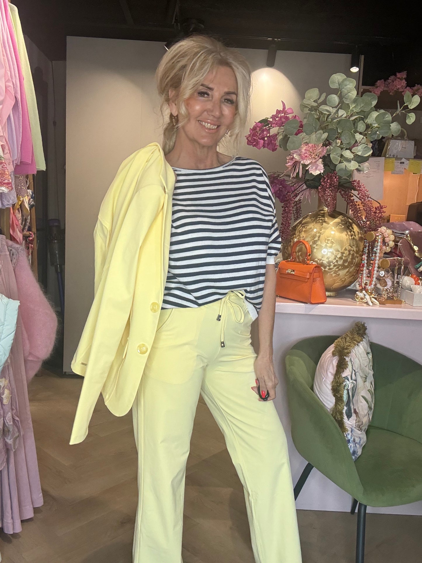 Mi Piace Pantalon Droit Jaune Citron MP202136