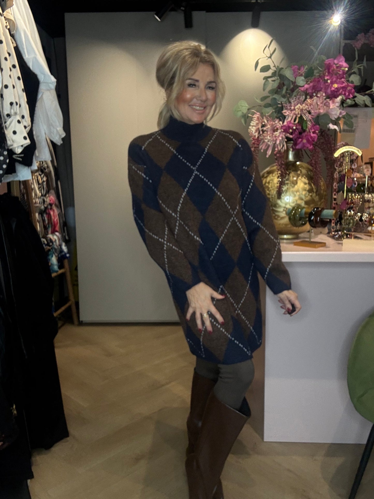 Trui jurk Wieber Blauw Bruin